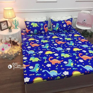 [Rẻ Đẹp] Bộ Ga gối chất vải Cotton Poly | Mẫu Khủng Long Xanh (Được chọn mẫu)