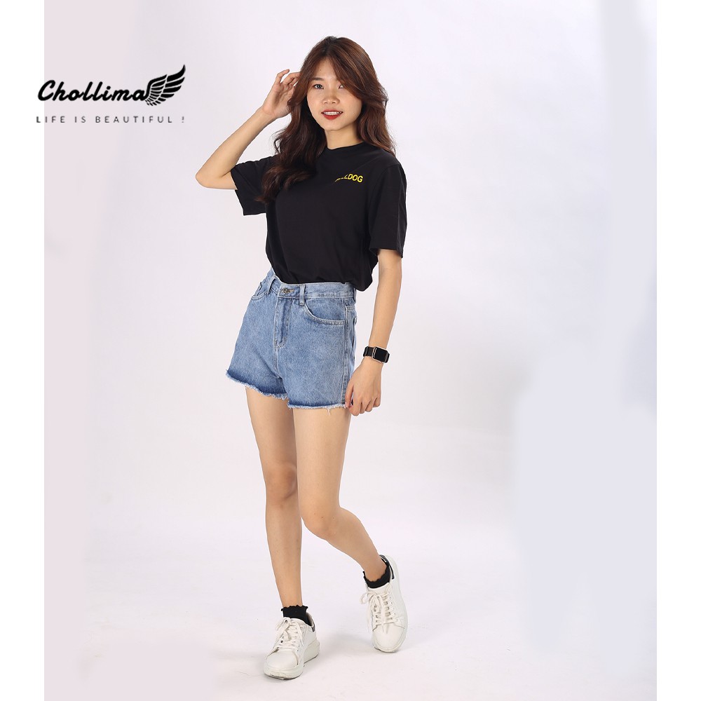 Quần sọc jeans nữ Chollima tua lai trơn QS006 phong cách trẻ trung hàn quốc
