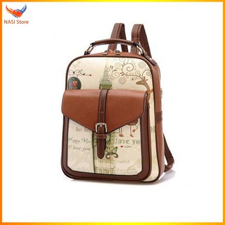 Balo nữ thời trang NASI B1056 - balo da họa tiết đẹp phong cách Âu Mỹ bền chắc, balo nữ đi học, đi chơi
