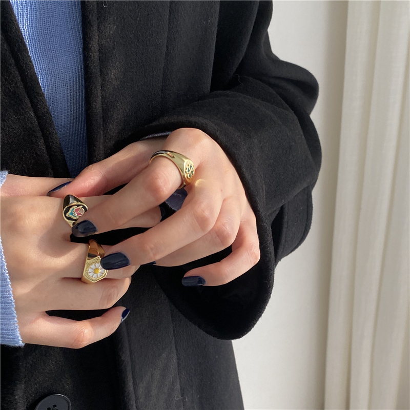 Nhẫn Hở Hình Oval Họa Tiết Hoa Tulip 19953 Sang Trọng Thời Thượng