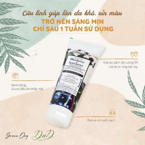 Sữa Rửa Mặ Hỗ Trợ Điều Trị Mụn Trắng Da Hàn Quốc 𝑮𝒓𝒂𝒄𝒆 𝑫𝒂𝒚 𝑩𝒍𝒖𝒆𝒃𝒆𝒓𝒓𝒚 & 𝑨𝒄𝒂𝒊 𝑩𝒆𝒓𝒓𝒚 100ML DnD Cosmetics