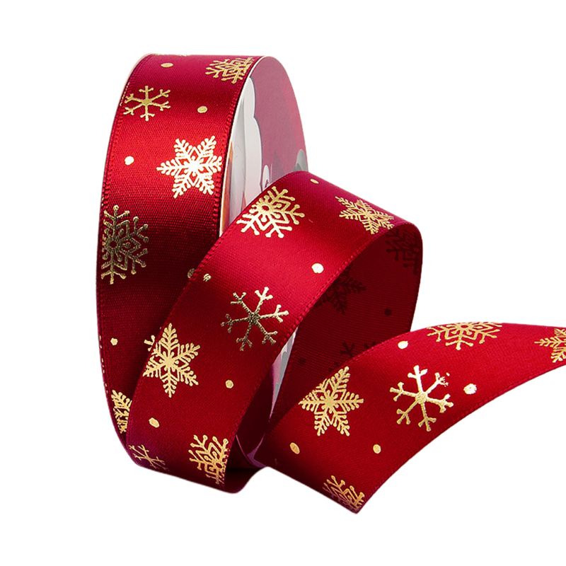 Cuộn Dây Ruy Băng Họa Tiết Bông Tuyết Giáng Sinh 25 Yards