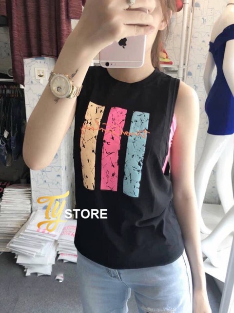Áo Tanktop đen 3 sọc ( kèm lót trong)