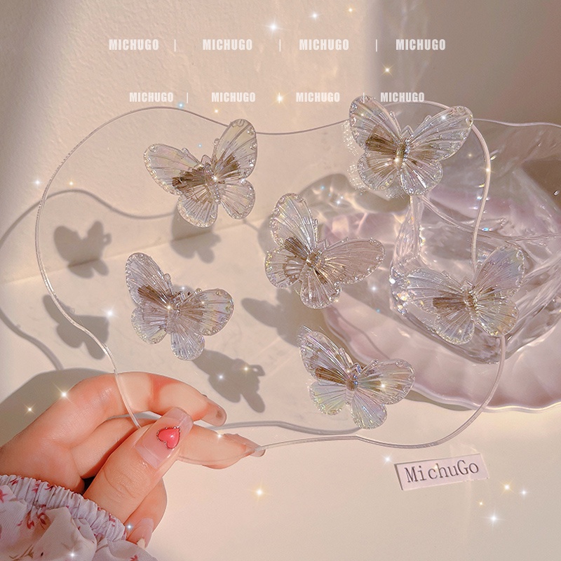 Kẹp Tóc Trong Suốt Hình Bướm Phong Cách Hàn Quốc
