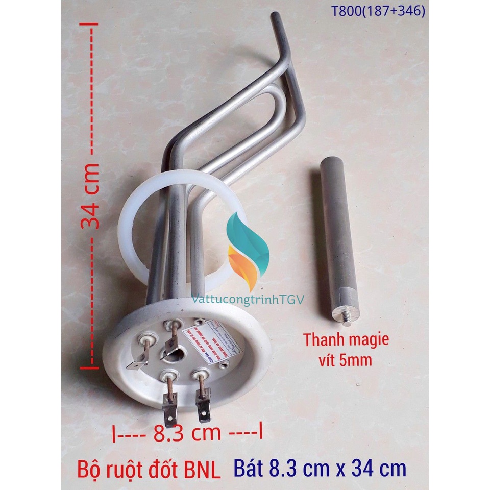 Bộ Ruột đốt  Bình nóng lạnh FERROLI ngang bát tròn 8,3cm x 34cm + Thanh magie 5mm(187+346)