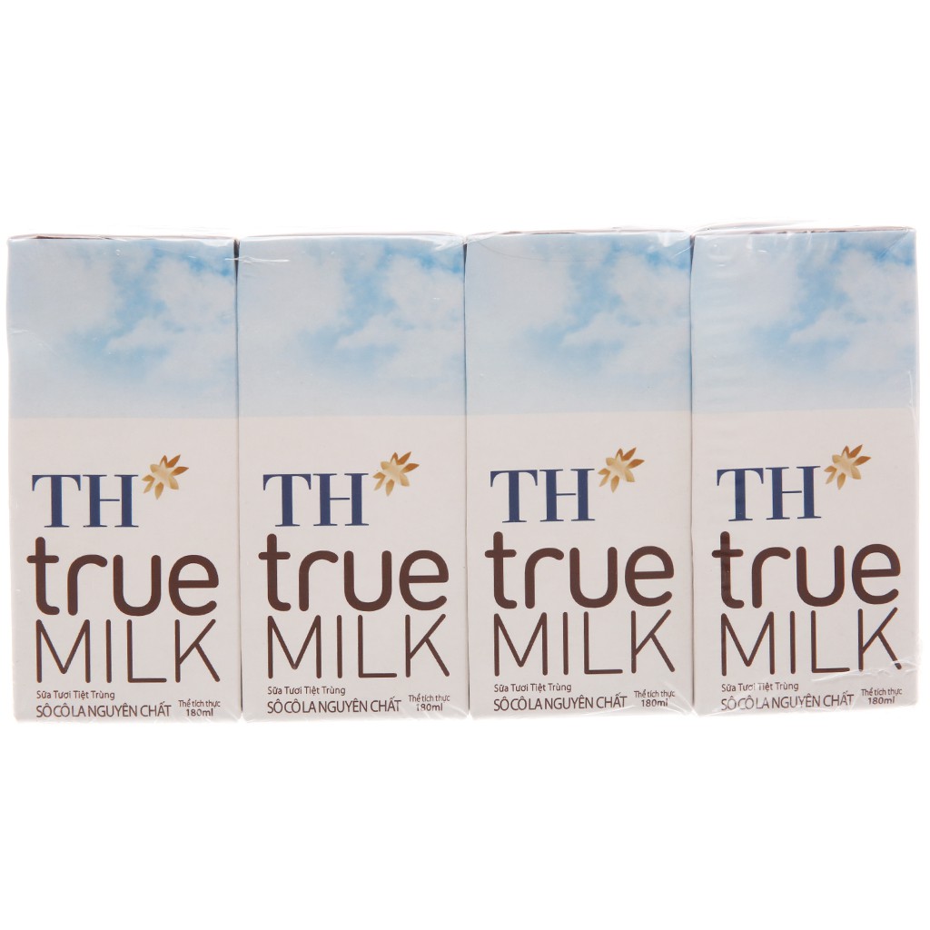 Lốc 4 hộp sữa tươi tiệt trùng socola TH true MILK 180ml “GIÁ BÁN ĐÃ TRỪ KHUYẾN MÃI”