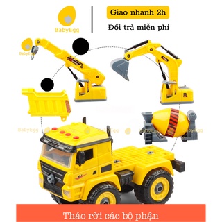 Bộ tháo lắp DIY mô hình ô tô cần cẩu, xe ben tải, máy xúc trộn cỡ lớn đại đồ chơi trẻ em cho bé trai kèm tovit tháo lắp
