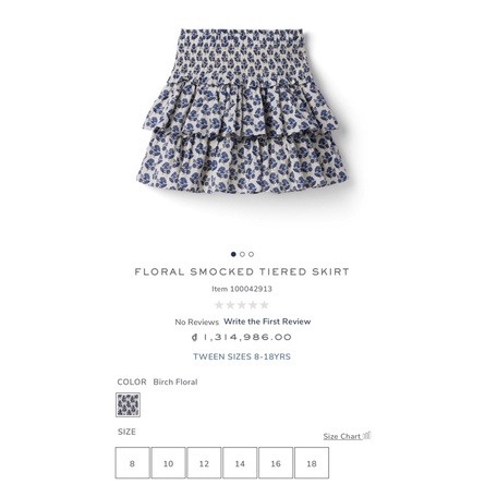 Chân váy bé gái JANIE and JACK - FLORAL SMOCKED TIERED SKIRT