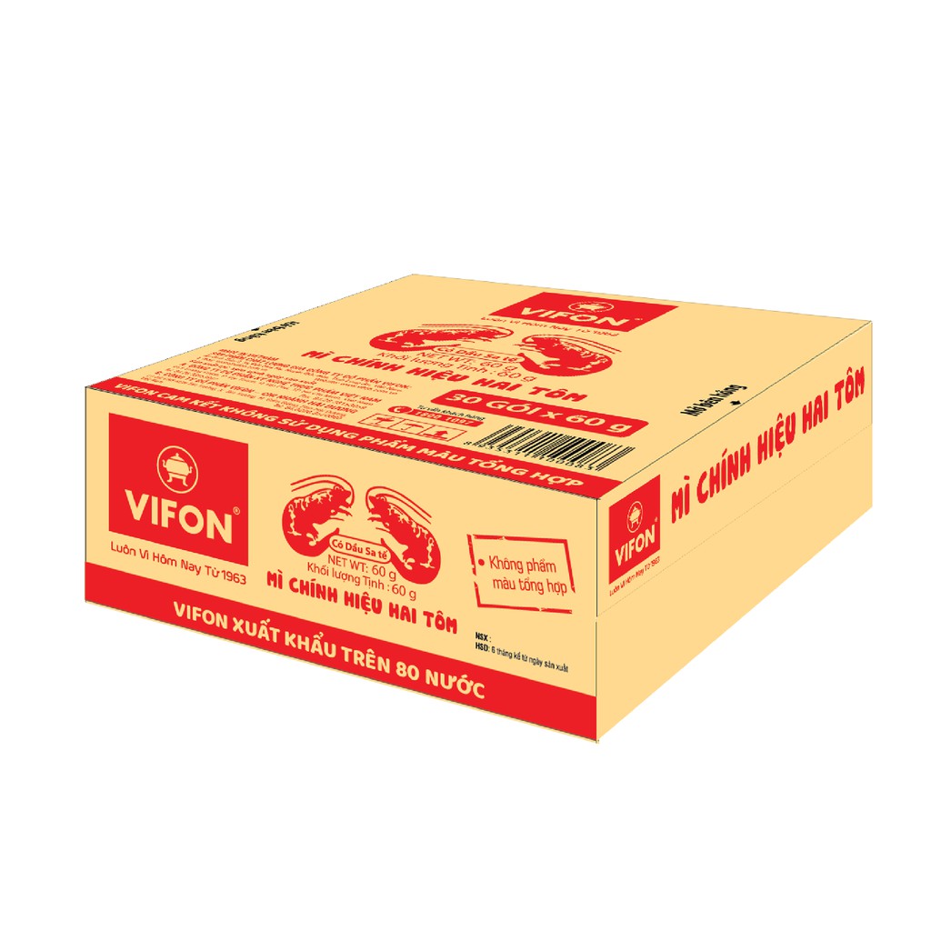 Thùng 30 Gói Mì Chính Hiệu Hai Tôm VIFON 60g/Gói | BigBuy360 - bigbuy360.vn