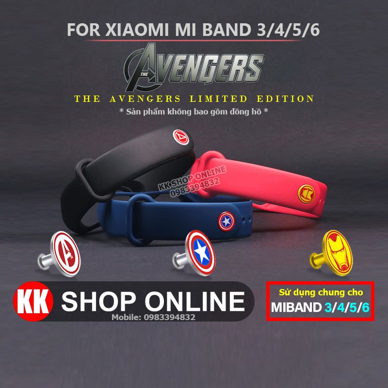 Dây đeo / Nút Avengers thay thế cho Xiaomi Miband 3/4/5/6