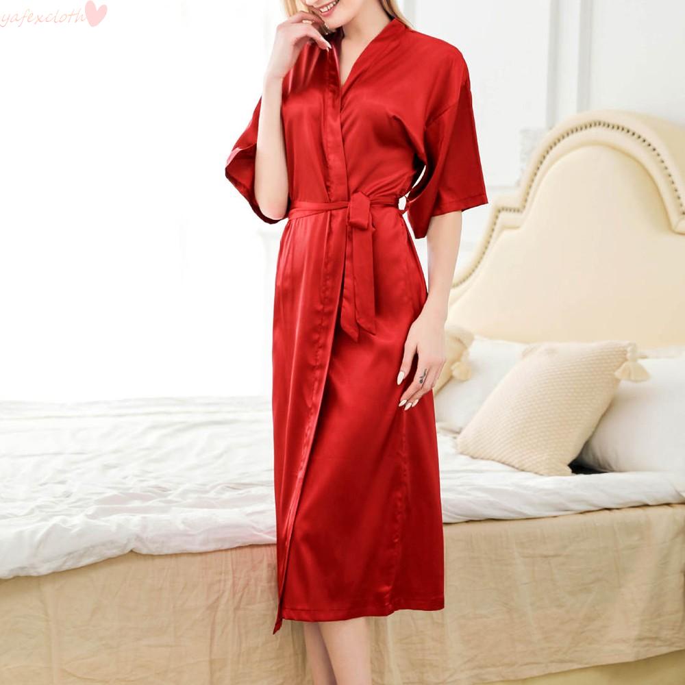 Áo choàng ngủ vải lụa satin ngắn tay thời trang cho nữ
 | BigBuy360 - bigbuy360.vn