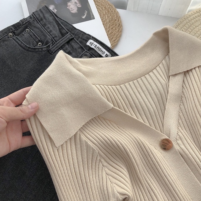 NUZIRO  Áo cardigan  dệt kim tay dài cổ chữ v màu sắc đơn giản phong cách Hàn Quốc cho nữ