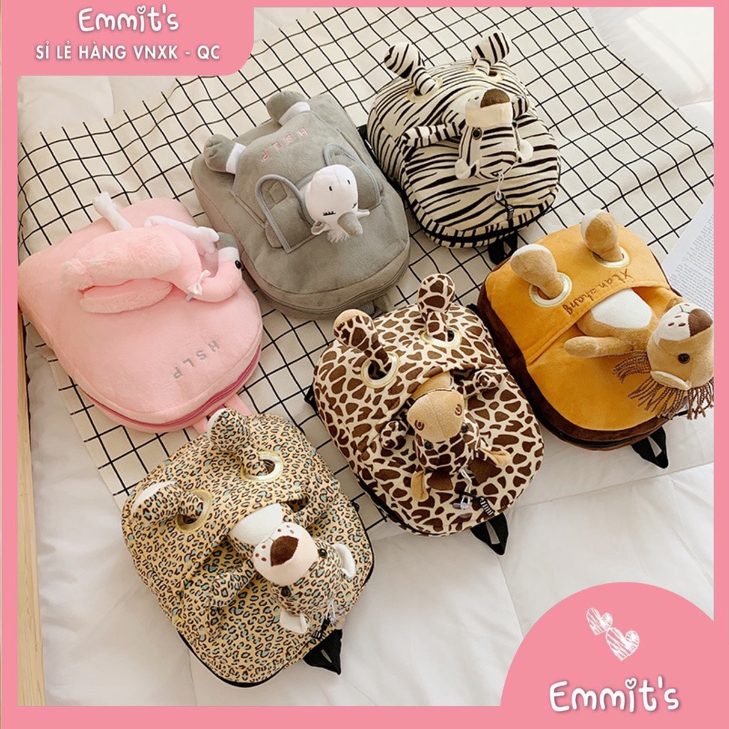 Balo cho bé trai - gái mầm non hoạt hình , ba lô trẻ em mẫu giáo động vật chất nhung mịn siêu ngộ nghĩnh BL31