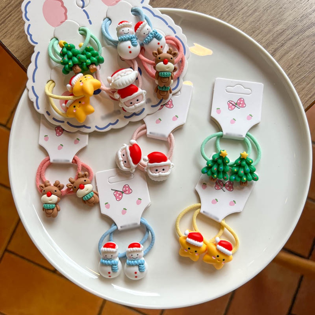 Set 5 Băng Đô Cài Tóc Co Giãn Hình Tuần Lộc Giáng Sinh Dễ Thương Cho Bé Gái