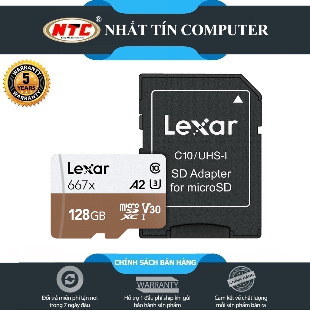 Thẻ Nhớ MicroSDXC Lexar Professional 667X V30 U3 4K A2 128GB R100MB/s W90MB/s (Vàng)