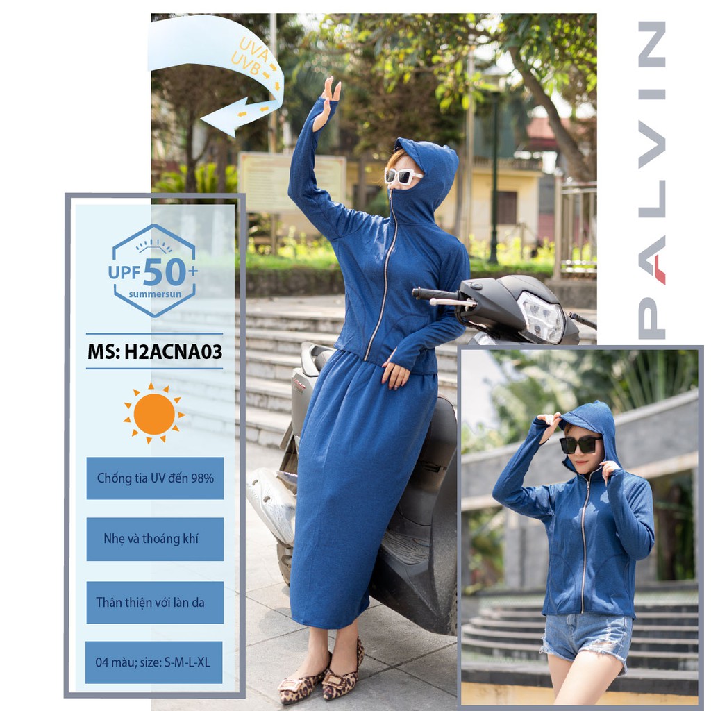 Áo chống nắng nữ PALVIN, áo chống nắng toàn thân, áo váy tách rời, có mũ, chống tia UV - H2ACNA03