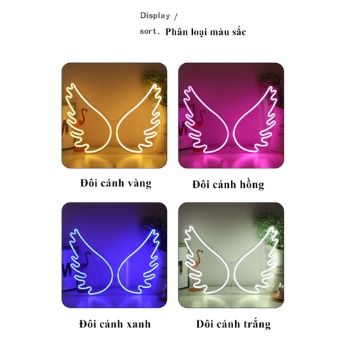 Đèn led neon nhiều mẫu đôi cánh thiên thần quà tặng dịp lễ trang trí DECOR phòng ngủ USB