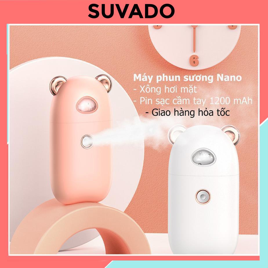 Máy phun sương xông mặt cầm tay, máy phun hơi nước mini giữ ẩm da Nano Mini  dễ thương sạc pin D02 SUVADO