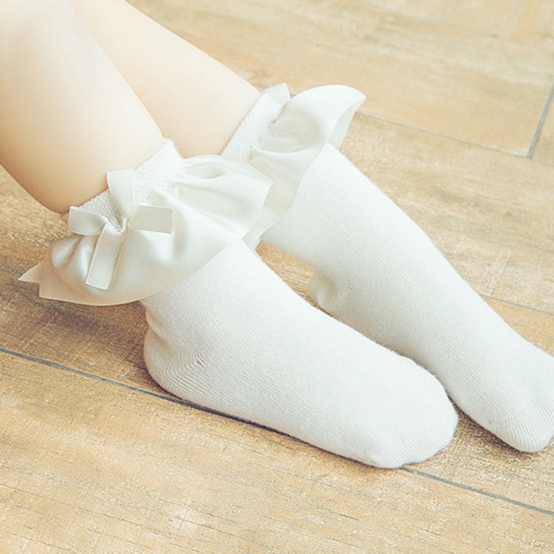 Vớ Cotton Satin Mềm Mại Phối Ren Dành Cho Bé 2-4 Tuổi