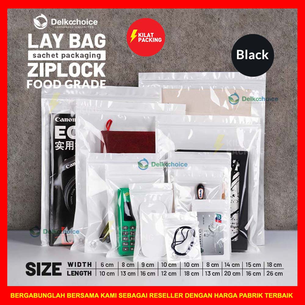Túi Zip Nhựa Trong Suốt Màu Đen Đựng Thức Ăn Vặt / Snack / Phấn