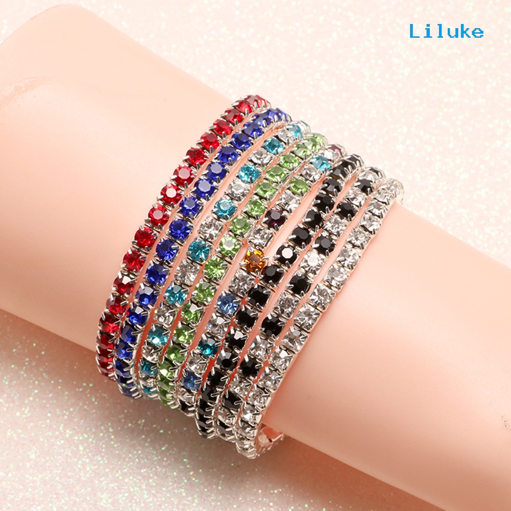 Vòng Tay Hợp Kim Đính Đá Màu Trơn Kiểu Dáng Sang Trọng Cho Nữ