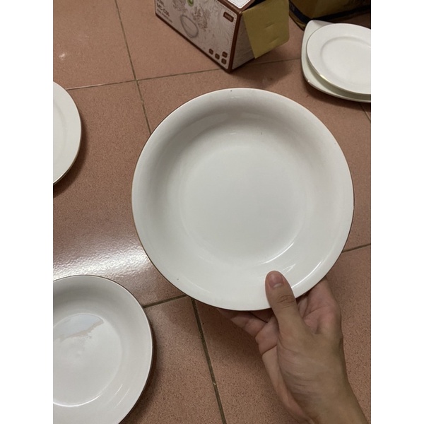 Đĩa Sâu Lòng Viền Vàng 12K - Sứ Minh Châu Cao Cấp