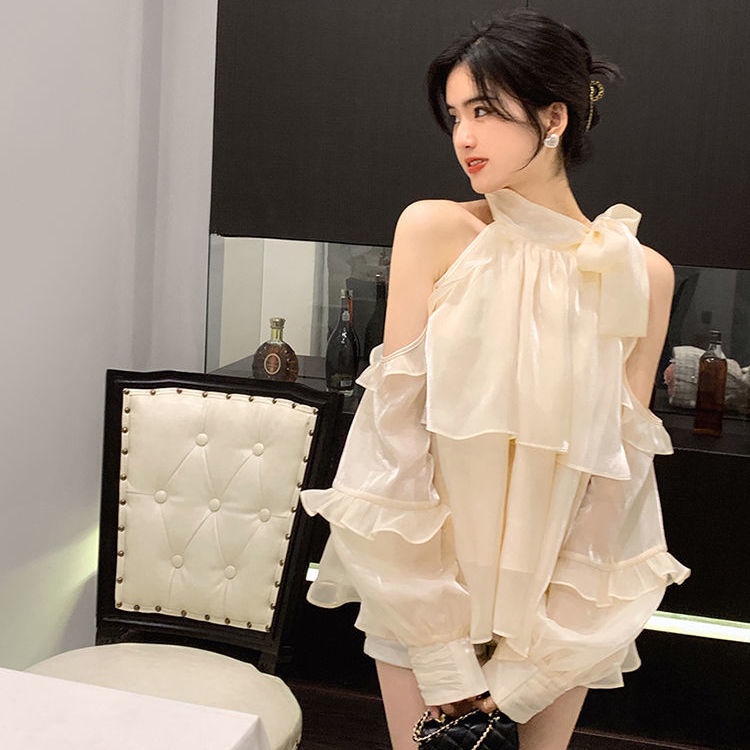 Áo Sơ Mi chiffon Hở Vai Thiết Kế Ngọt Ngào Cá Tính Cho Nữ