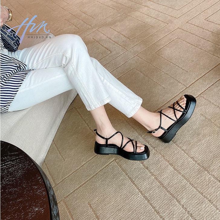 Giày Sandal Đế Dày Hở Ngón Quai Chéo Thời Trang Mùa Hè 2022 Dành Cho Nữ