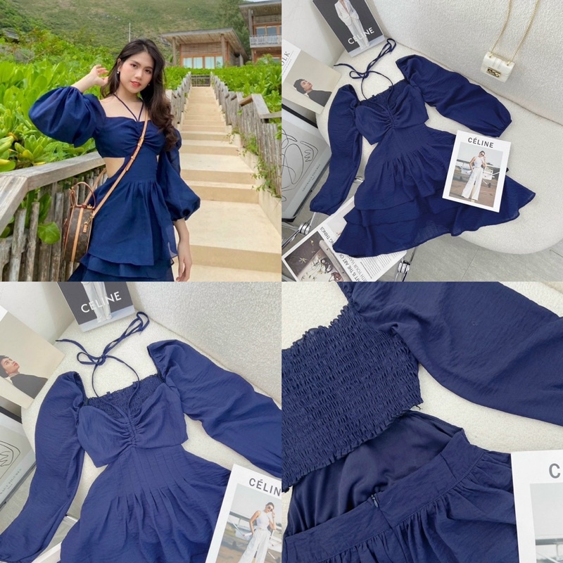 Đầm trắng hoa nổi cổ yếm tay lỡ cutout 💖 KÈM ẢNH THẬT | BigBuy360 - bigbuy360.vn
