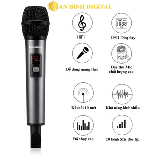 Mic hát không dây k18v excelvan - chính hãng - bảo hành 12 tháng