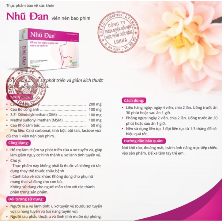❤[Chính hãng] Nhũ Đan - Dành Cho Người U Xơ Tuyến Vú (Hộp 20 viên) | BigBuy360 - bigbuy360.vn