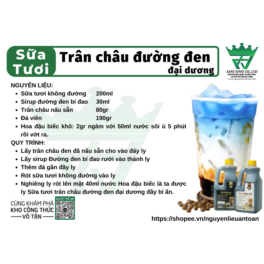 Siro Đào SAFE KING 1 Lít Pha Trà Đào, Hương Vị Đậm Đà, Vị Ngọt Tự Nhiên