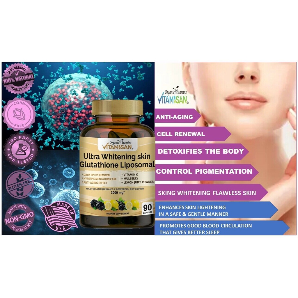 Viên Trắng Da Glutathione 90 viên - Trắng Sáng Nhanh Chóng - Chống Lão Hóa - Vitamisan