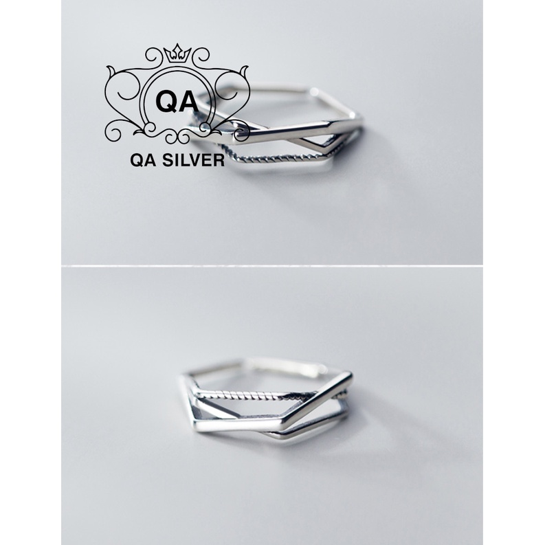 Nhẫn bạc thái tầng layer nam nữ hình học S925 RETRO Silver Ring QA SILVER RI200601