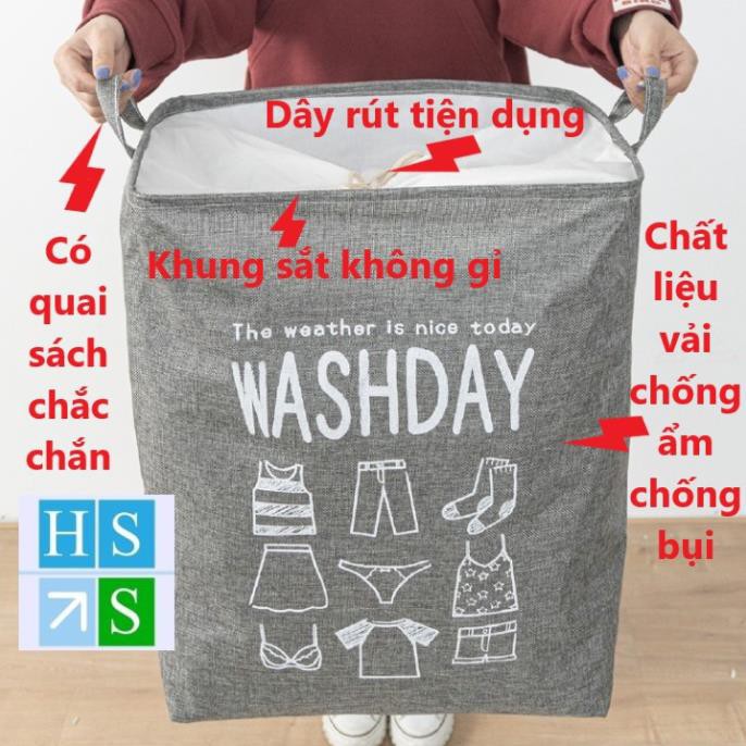 Túi đựng chăn đa năng Washday vải vintage cỡ lớn đựng chăn mền drap, quần áo, Giỏ đựng có quai xách chống ẩm, chống bụi