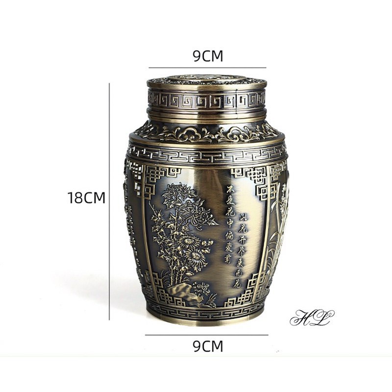 Hộp Đựng Chè Hợp Kim Đồng -Hoa Văn Cổ- Sang Trọng -Tinh Tế -Decor Bàn -Hộp Trà Đẹp- Chống Ẩm Mốc Sai To