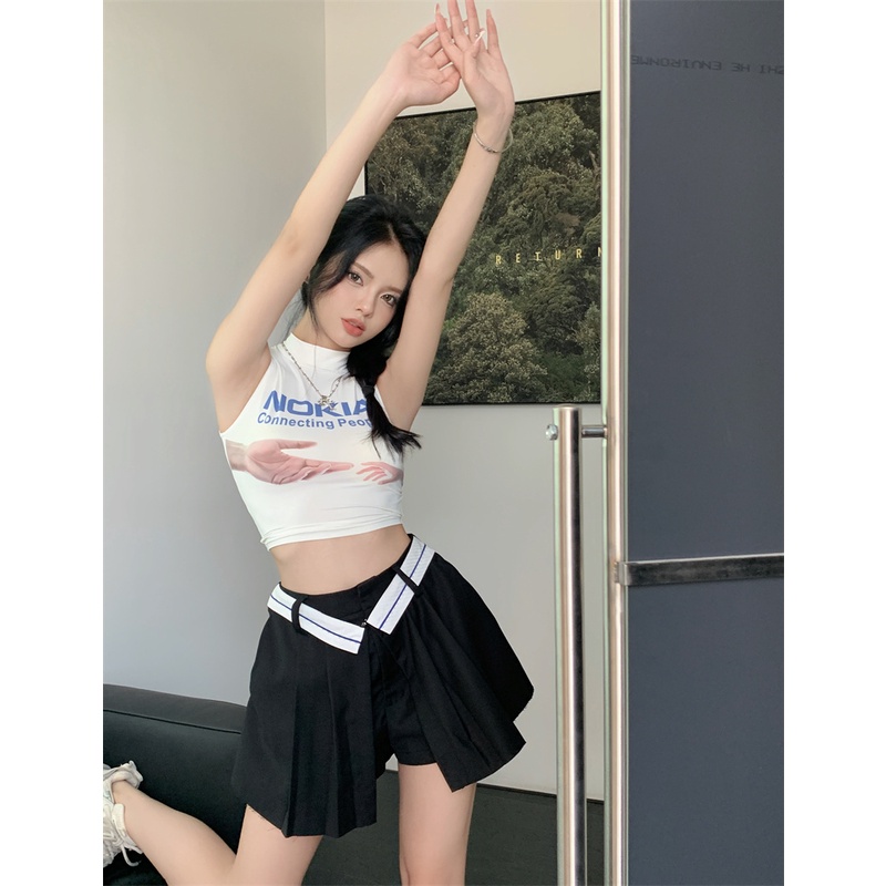 Áo Croptop Sát Nách Dáng Ôm In Họa Tiết Vui Nhộn Thời Trang Cho Nữ