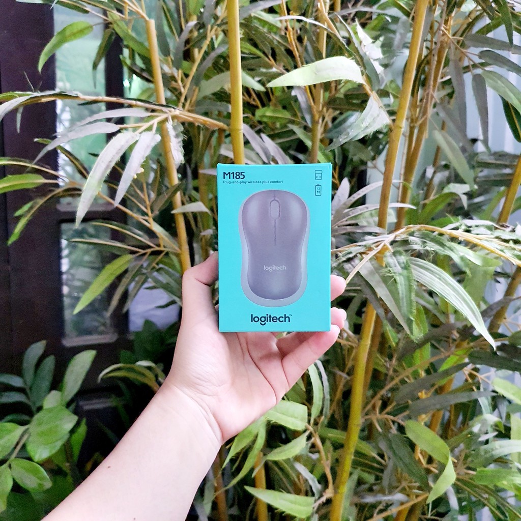 Chuột Quang không dây Logitech M185 - Màu Đen Viền Xám - Máy Tính 2T