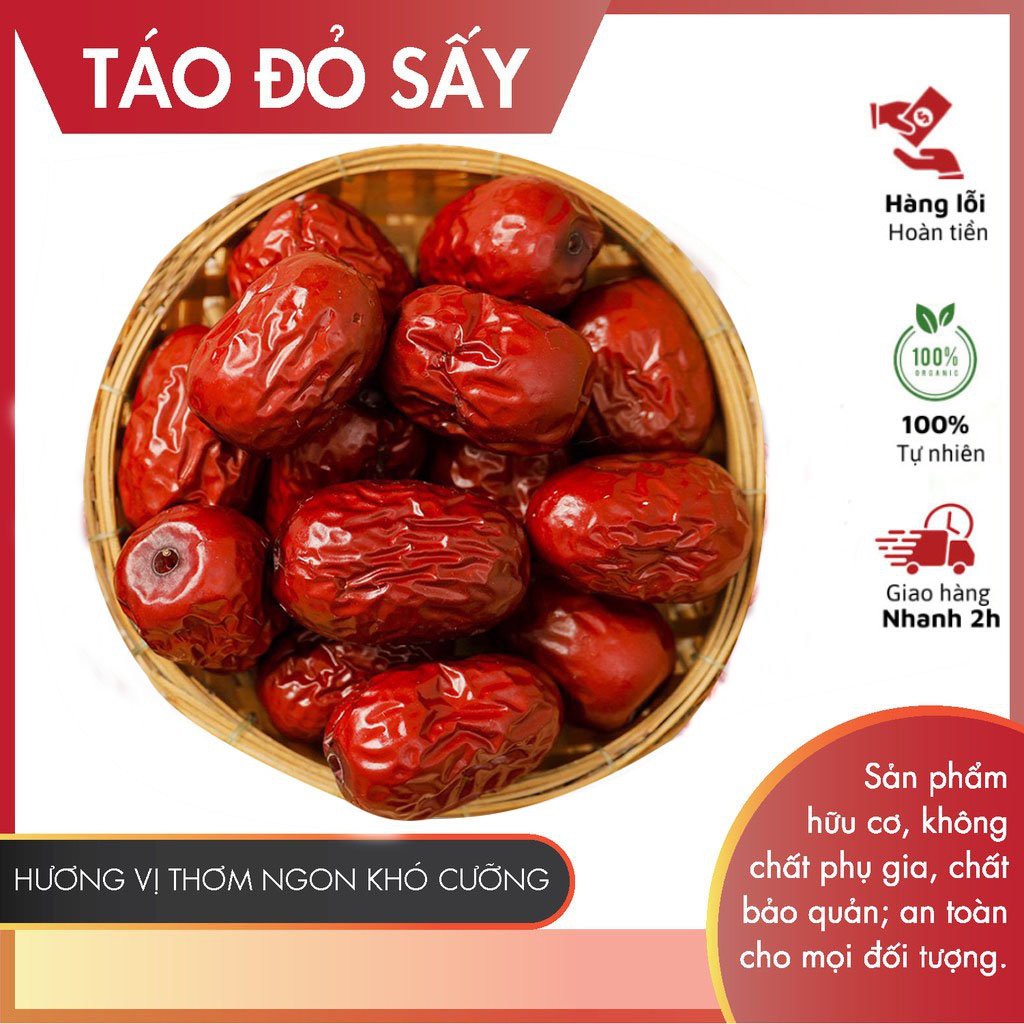 Táo đỏ Tân Cương loại 1 quả to, Táo đỏ khô tự nhiên/ Trái cây sấy dẻo không đường nguyên vị HOA QUẢ SẤY DẺO