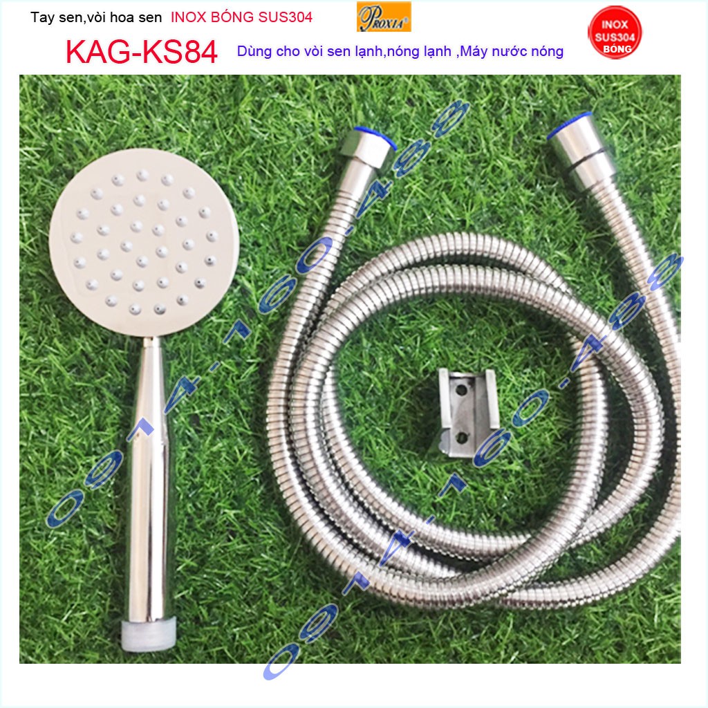 Vòi hoa sen tắm KAG-KS84 inox 304 bóng, Sales shower head 1 vòi sen +1 dây sen tắm vòi hoa sen SUS304 tia nước mạnh