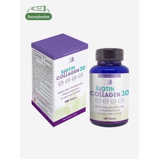 Biotin Collagen 30 - Viên uống đẹp da, hỗ trợ mọc tóc Mediphar USA sản xuất chuẩn GMP - Hộp 100 viên nén