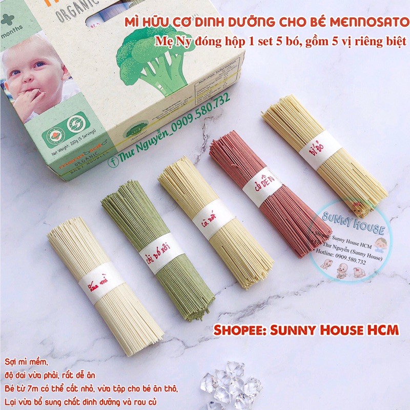 Mì ăn dặm hữu cơ dinh dưỡng Mennosato cho bé từ 7m (mỳ sợi rau củ tách muối)