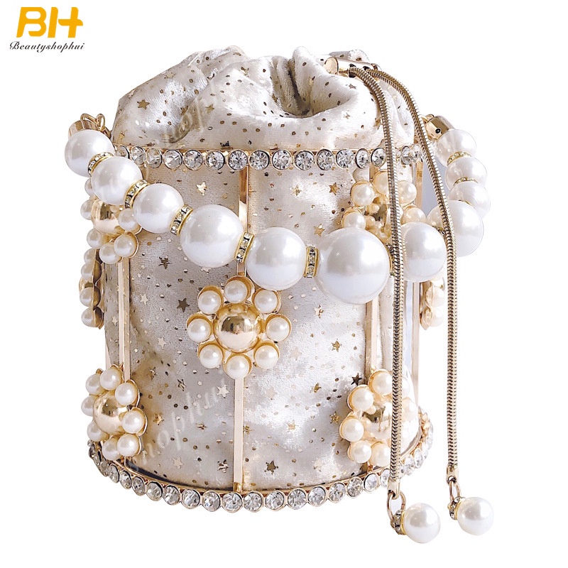 Túi Xách Nữ Đeo Chéo Đính Ngọc Trai Thời Trang