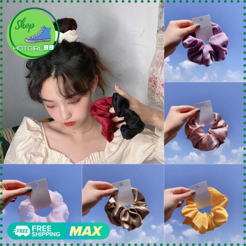 Dây buộc tóc vải phi bóng nhiều màu giá rẻ cho nữ, côt toc phi bóng, buộc toc nữ xinh,