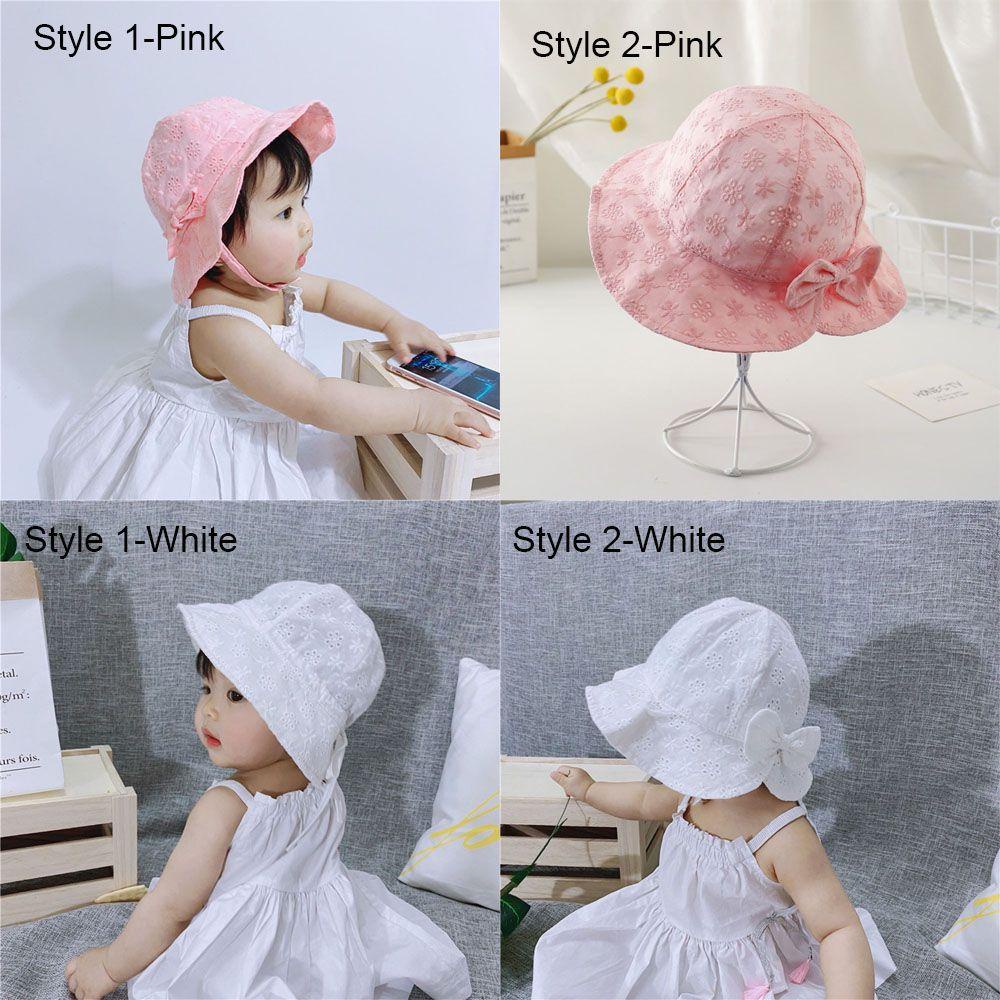 Mũ Chống Nắng Đi Biển Chống Tia UV Thắt Nơ Phối Ren Xinh Xắn Cho Bé 0-18 Tháng Tuổi