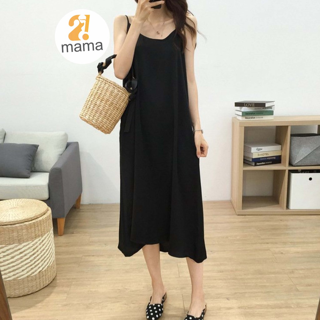 Váy 2 dây 2MAMA dáng suông chất đũi trơn - V63