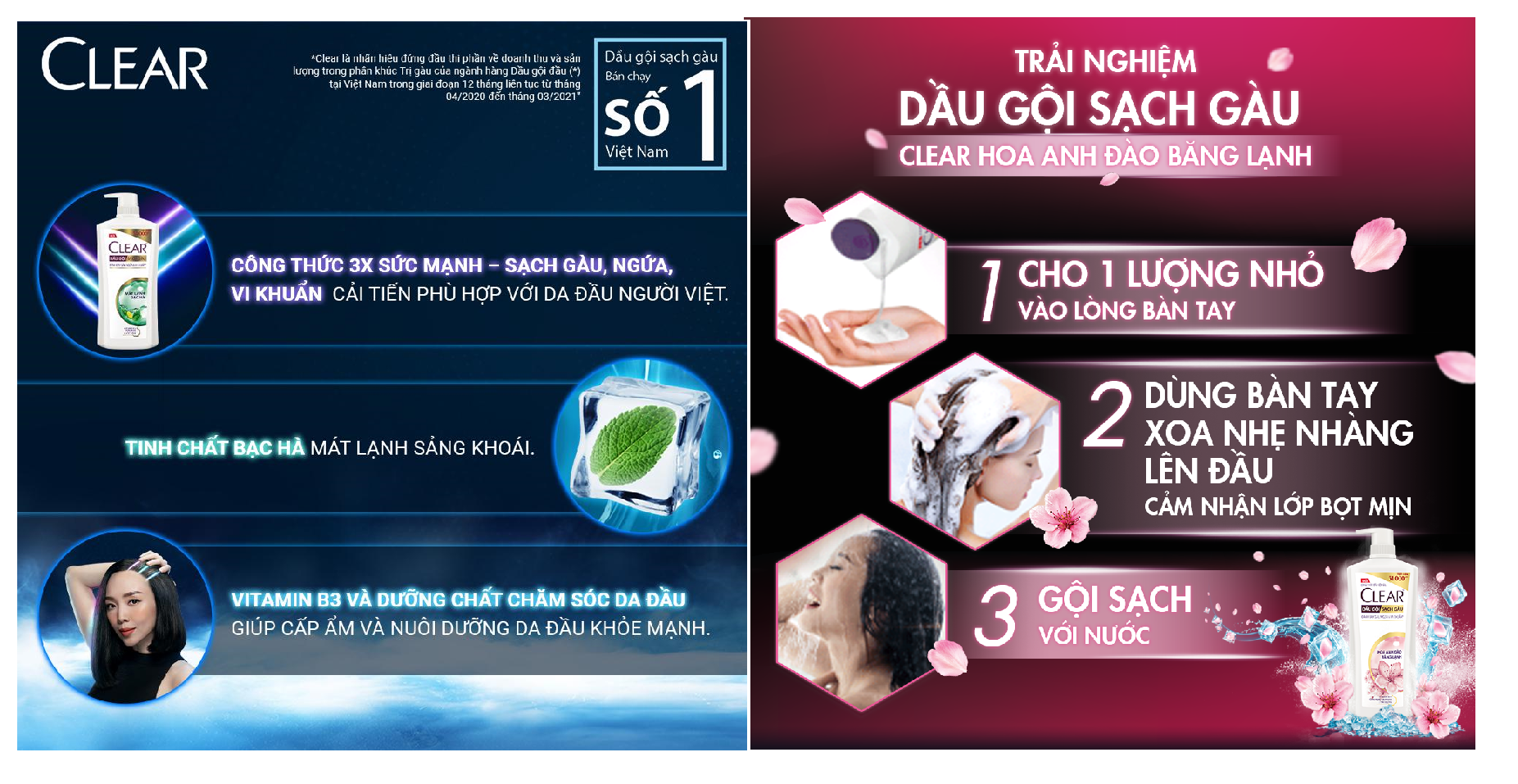 Dầu gộii đầu clear sạch gàu ngứa và vi khuẩn suốt 24 Giờ 630g