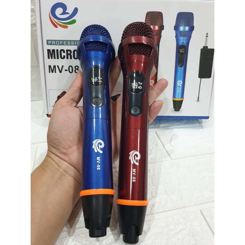 MICRO HÁT KARAOKE KHÔNG DÂY MV08, CHUYÊN DÀNH CHO LOA KÉO, ÂM LY, TẦN SỐ 50, HÁT ÊM BẢO HÀNH 12 THÁNG