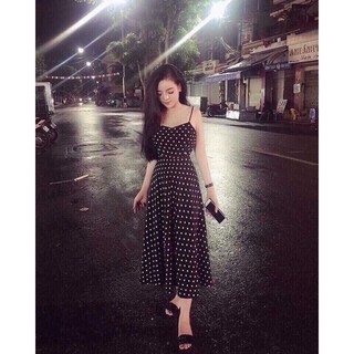 Đầm Maxi bi 2 dây lưng U - Hàng đẹp