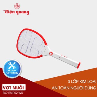 Vợt muỗi Điện Quang Chính hãng mẫu 2021 Bh 12 tháng (trắng - đỏ)